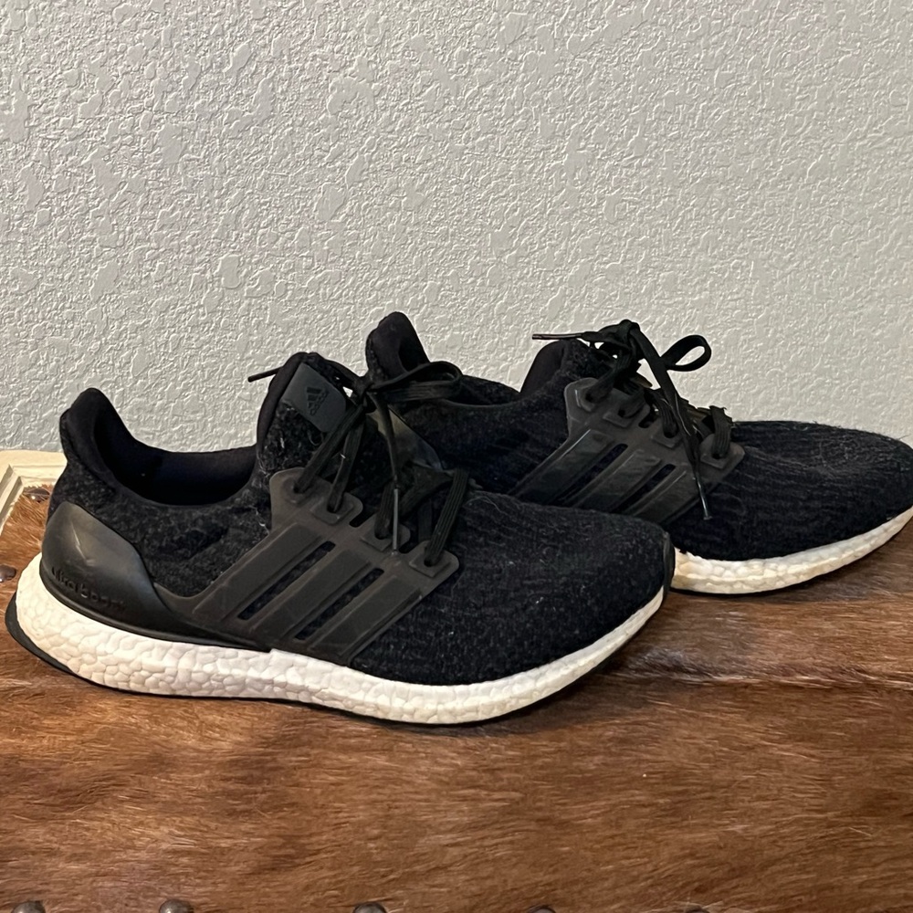 Adidas Ultra Boost Black and White Athletic Shoes